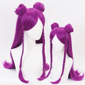 Venta al por mayor League of Legends LOL Peluca Cosplay 70cm largo púrpura <span class=keywords><strong>KDA</strong></span> Kaisa peluca sintética Anime Cosplay peluca 2 coletas - Product Image 3