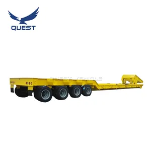 Front loading lowbed semi trailer 100 ton 120 ton 4 axle hydraulic removable gooseneck low bed lowboy trailer