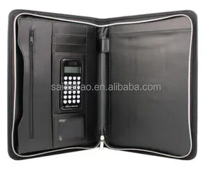 2023 Cliente design privado couro delicado zipper organizador/carteira/arquivo pasta e pasta de documentos