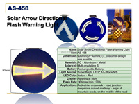 Panneaux de signalisation routière solaires à haute visibilité ASP AS-458, panneau solaire Li-Fe 3.2V/3Ah, batterie 33 LED (jaune/rouge/blanc) clignotants 24