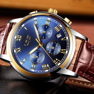 <span class=keywords><strong>Montre</strong></span> <span class=keywords><strong>LIGE</strong></span> LG9810 Or Bleu Marron pour Hommes Montres en Cuir Sport Mode Luxe Étanche Montres à Quartz Hommes <span class=keywords><strong>Montre</strong></span> Reloj - Product Image 4