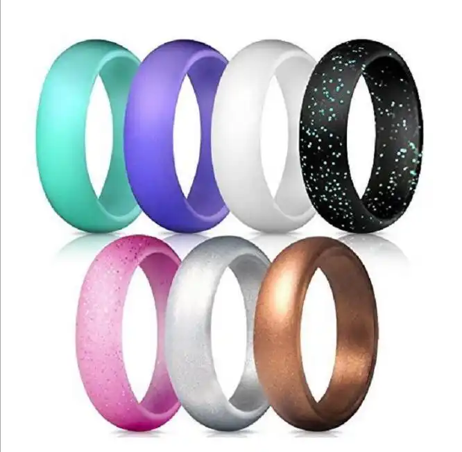 एक Mazon गर्म बेचने Muti आकार बहु रंग उपलब्ध फैशन 100% सिलिकॉन वेडिंग बैंड अँगूठी हे अंगूठी सिलिकॉन सेट