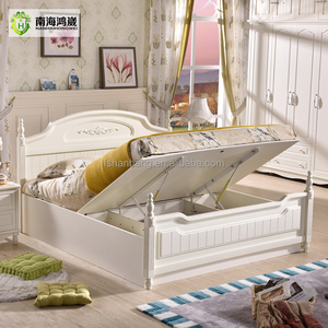 Comercio al por mayor de stock blanco terminado muebles hogar set caja de madera solo tipo de cama disigns - Product Image 2