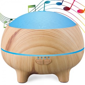 Humidificador de volumen de niebla de 300ML, difusor ultrasónico de aceite esencial de grano de madera, altavoz de música Bluetooth para dormitorio - Product Image 1