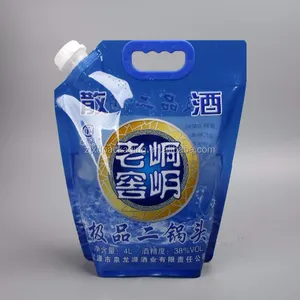 批发定制4L立起液体袋，带喷口，高品质豪华水袋，热销酒袋带喷口液袋