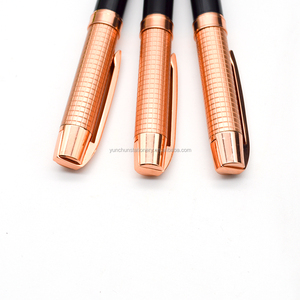 China fábrica de pluma color personalizado casquillo del oro de Rose metal <span class=keywords><strong>roller</strong></span> gel bolígrafos con logo - Product Image 4