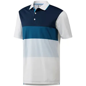 Wholesale Blue And White Designer Printed Color Block Collared Custom Polo Shirt Style Golf Tops For Sale