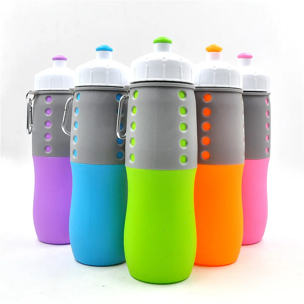 BPA Free Folding Silicone Drinking Sport Water Bottles Flexible Good Silicone Travel Bottles