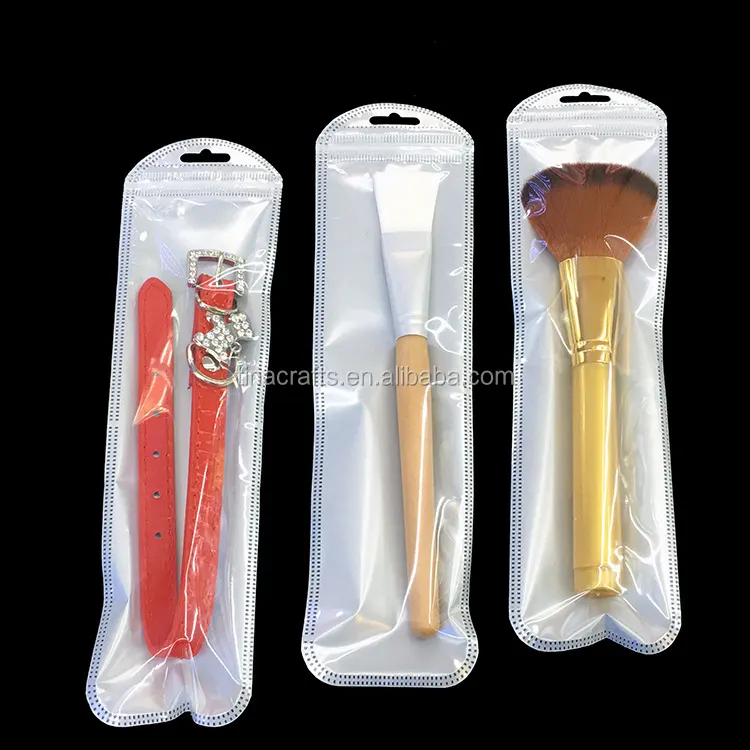 6.5*24Cm Bút Zip Khóa Bao Bì Opp Túi Tiêu Đề Đóng Gói Túi Nhựa Bán Buôn Rõ Ràng Bàn Chải Mỹ Phẩm Túi Poly Với Xử Lý