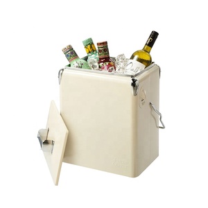 Enfriador de metal de 17L, cajas de refrigeración retro vintage personalizadas, color blanco, para picnic, playa, camping - Product Image 4