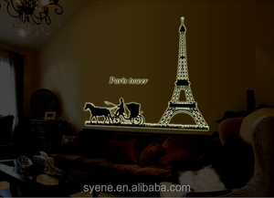 Pegatina 3d que brilla en la oscuridad, decoración de pared de la Torre Eiffel de París, decoración grande que brilla en la oscuridad, papel para habitación - Product Image 6