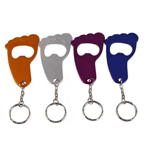 Personalized Baby foot Shower Gifts Customised Footprint Flat Blank Metal foot Bottle Opener Keyring Keychain with Logo