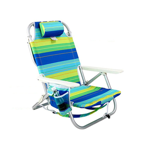 Mochila portátil plana de 5 posiciones Silla de camping de playa de aluminio barata con almohada ajustable - Product Image 1