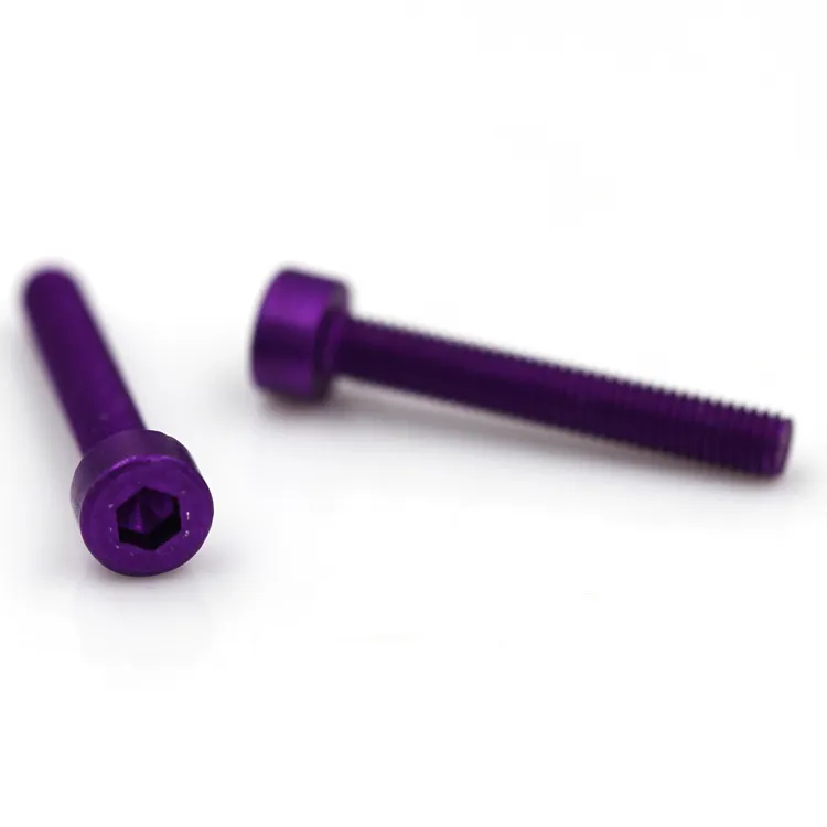 OEM custom colorful hex socket anodized aluminum screw