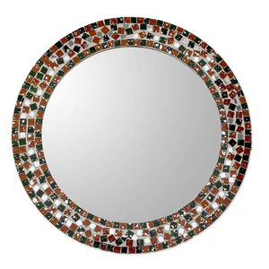 Modern Round Circular Bathroom Wall <strong>Mirror</strong> with Mosaic Glass Frame - Product Image 5