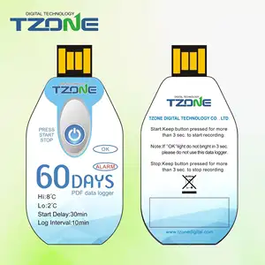 Tzone OEM Sekali Pakai Thermometer Suhu Data Logger Catatan