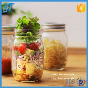 500ml 16oz 잼 항아리 와이드 입 유리 병 야채 샐러드 메이슨 항아리 유리 - Product Image 6