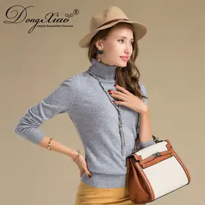 Chinese Supplier Soft Gold Cashmere Products Women High Neck Worsted Sweater