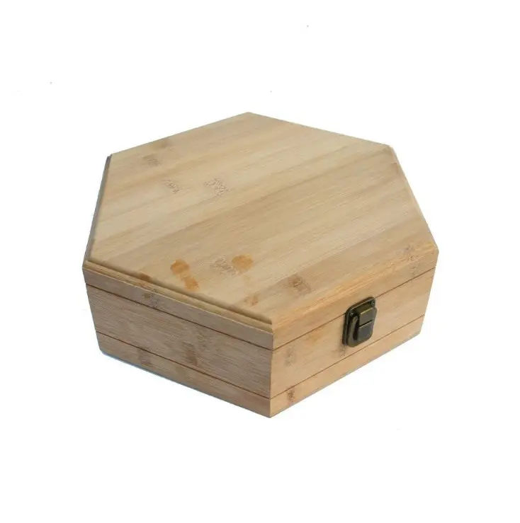 unfinished bamboo wood gift box hexagonal wood box