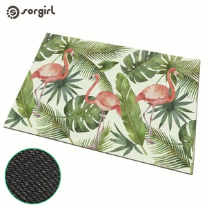 Alfombrilla de goma natural para puerta de <span class=keywords><strong>coco</strong></span>, hoja verde, planta verde, soporte impreso personalizado, transferencia por sublimación, tela blanca no tejida - Product Image 2