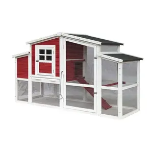 Katı desen ahır tarzı tavuk kümesi ve küçük hayvanlar için bölünmüş yuvalama alanı ile tavşan kafesi çok seviyeli ahşap Pet ev - Product Image 1