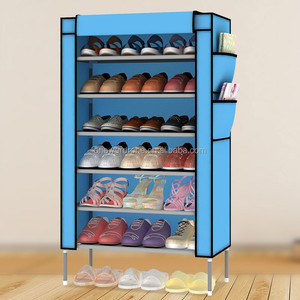 6-Hai Lớp Hiện Đại Không Thấm Nước Giày Giá Bên Túi Không Dệt Vải Gấp Giày Tổ Chức Cho Phòng Khách Kim Loại Bền - Product Image 5