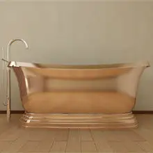 Escurridor de Material de hierro fundido acrílico blanco para hoteles, bañera de spa independiente de piedra de bronce con diseño ovalado para interiores modernos - Product Image 1