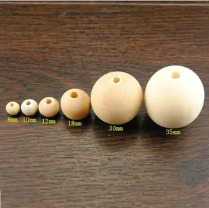 Multi Size Natural Round Wood Bead Unfinished Spacer Beads No Varnish / Lacquer