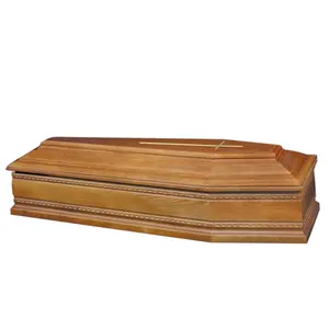 JS-IT159 Italian style carving cross solid wooden coffin