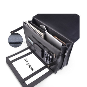 Los hombres de encargo barato portátil <span class=keywords><strong>abogado</strong></span> cuero genuino <span class=keywords><strong>negocios</strong></span> padfolio impermeable A4 pu maletín - Product Image 5