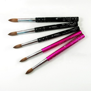 De calidad superior rosa y negro mango de Metal 100% puro pelo <span class=keywords><strong>Kolinsky</strong></span> redondo acrílico arte de uñas cepillo Japón <span class=keywords><strong>Kolinsky</strong></span> - Product Image 4