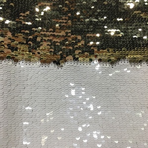 Maille brodée réversible de tissu de paillettes imprimé par sirène d'or de double face sur mesure pour le textile à la maison de mariage tissé - Product Image 4