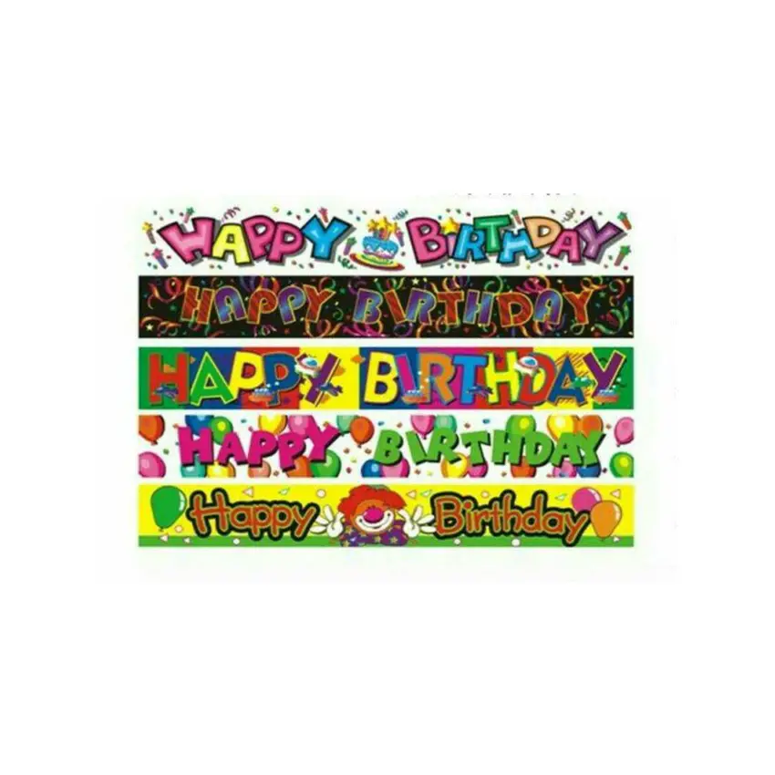 Fournitures de Fête d'anniversaire 360cm Coloré Feuille D'argent Joyeux Anniversaire Bannière