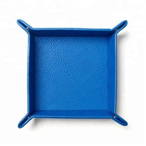Custom leather catchall storage tray for home