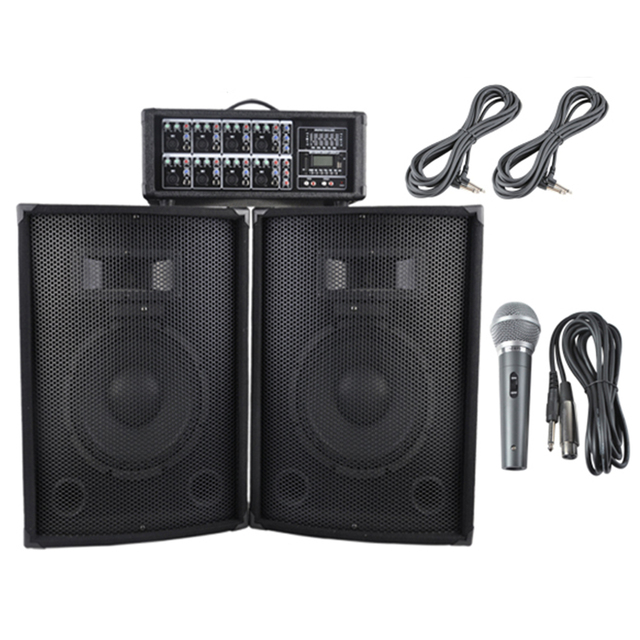 Accuracy Pro Audio PPS815L 2 Passive Wood Speaker PA Speaker System With Amplifier Dj
