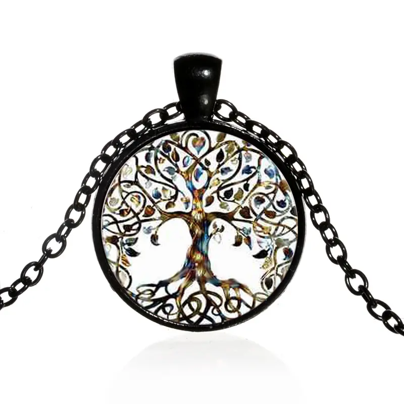 Collier arbre de vie Sri Yantra, collier, pendentif en alliage de verre, vente en gros, bijoux Vintage, pour femmes et hommes, DIY