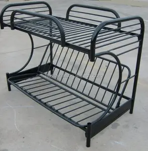 Muebles de Dormitorio Baratos, Sofá Cama Plegable Negro, <span class=keywords><strong>Litera</strong></span> Doble de Metal para Adultos - Product Image 1