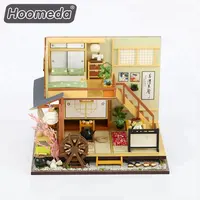 1: 24 पैमाने जापानी शैली रिसॉर्ट लकड़ी diy लघु गुड़िया घर