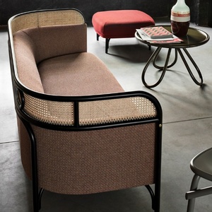 Sofá tejido de ratán con marco de Metal para exteriores, diseño nórdico moderno, para restaurante - Product Image 3