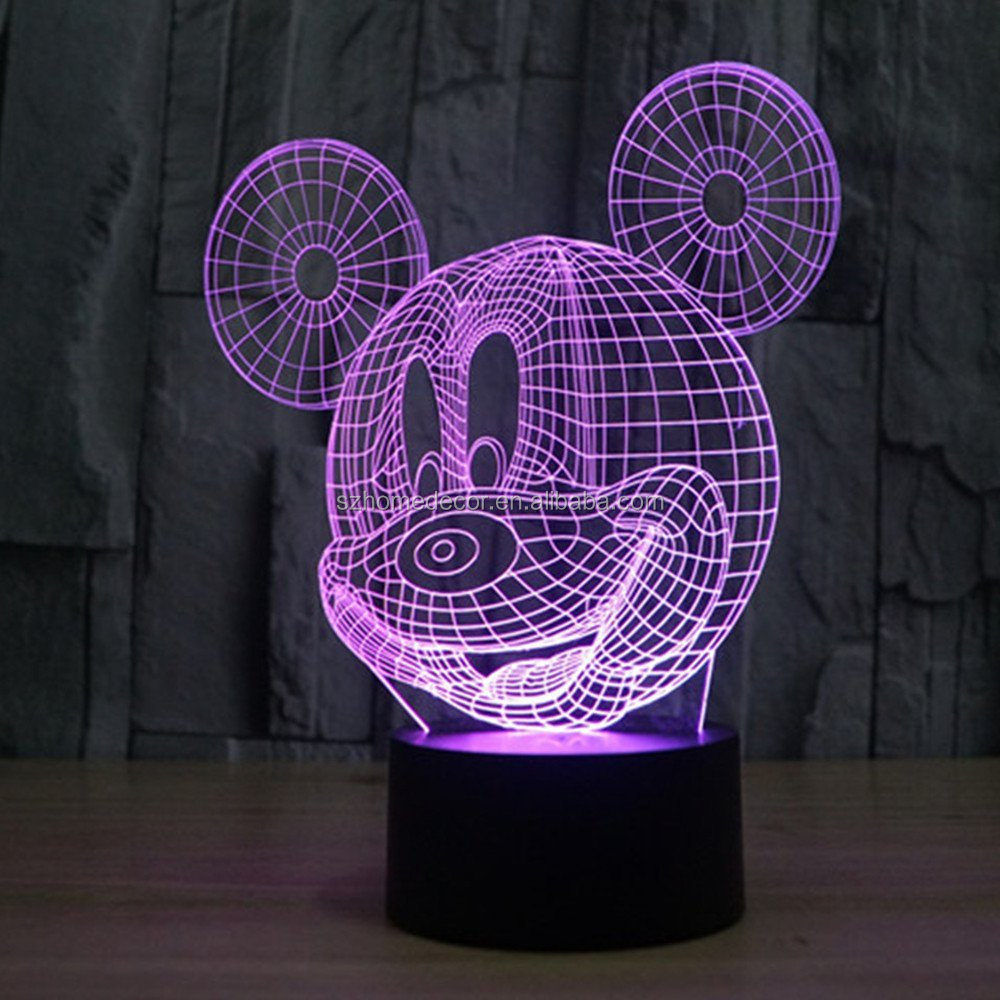 3D Mickey Mouse LED Night Light Touch Table Desk Lamp for Kids