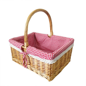 Cestas de mimbre vacías para almacenamiento de alimentos, con forro de tela para picnic, venta al por mayor - Product Image 3