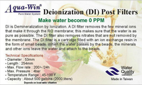 AQUA-WIN Cartouche de Post-Filtration à Lit Misto pour Déionisation (DI) Résine Échangeuse d'Ions Capacité 500 Gallons Débit 200L/24H Haute Performance