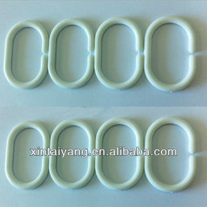 Paquete de 12 unids C forma de plástico PP blanco cortina de ducha ganchos, anillos de cortina - Product Image 1