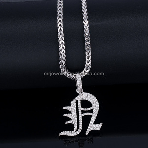 <span class=keywords><strong>La</strong></span> señorita <span class=keywords><strong>de</strong></span> viejo inglés carta <span class=keywords><strong>de</strong></span> diamantes CZ micro pave colgante del encanto - Product Image 4