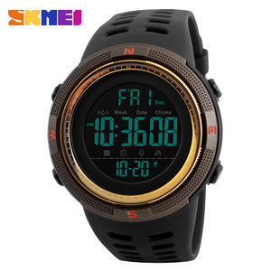 Red and Black chrono men's sport watches dual time countdown clock oem - Product Image 1