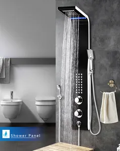 אירופאי מט נירוסטה תרמוסטטי קיר רכוב מקלחת עיסוי מקלחת פנל 9802
