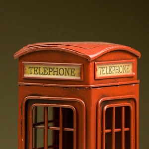 Modèle de cabine téléphonique rouge de Londres, artisanat en métal, tirelire rétro, boîte cadeau d'anniversaire, accessoires de décoration vintage pour la maison - Product Image 5