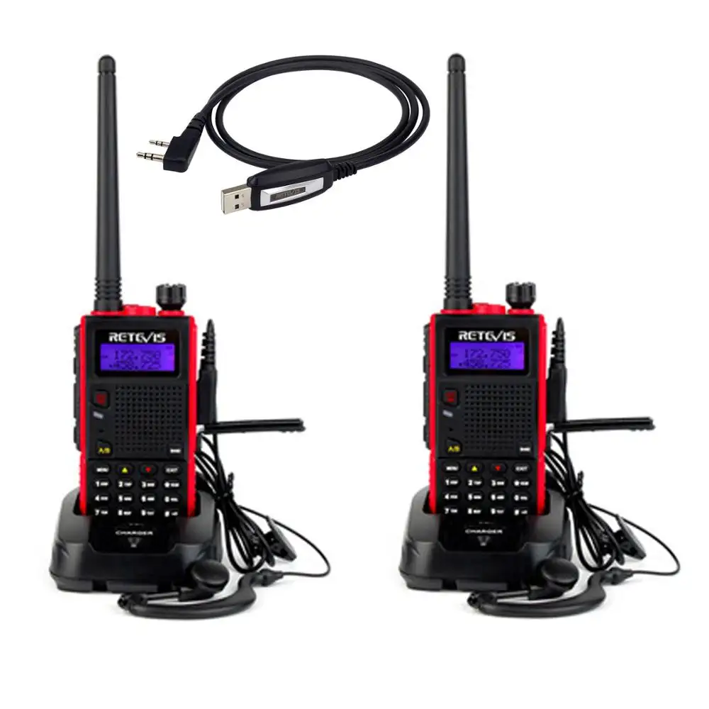 PACOTE 2 Retevis RT5 7W 128 Canais UHF/VHF Walkie talkie FM Scan 1750Hz 136-174/400-520MHz handheld rádio em dois sentidos + Cabo