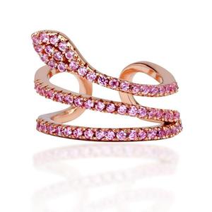 micro pave white pink cubic zircon cute animal wrap snake no piercing clip earring