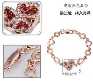 Más nuevo color de rosa chapado en oro del corazón conjunto collar pendiente pulsera - Product Image 3
